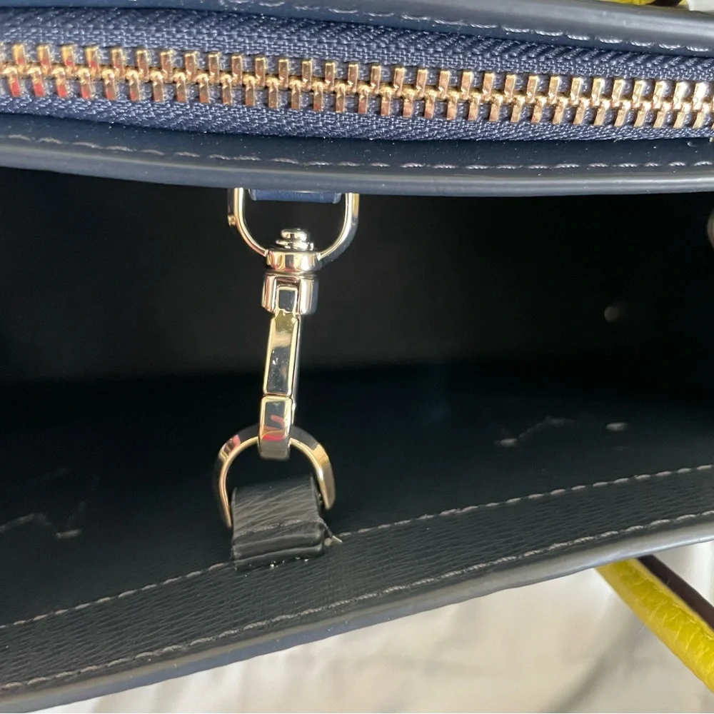 Kate Spade Navy and Green Colorblock Knott Purse Pebbled‎ Leather Medium